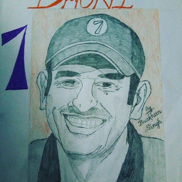 Awesome Pencil Sketch Of MS Dhoni - DesiPainters.com