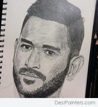 Pencil Sketch Of Mahendra Singh Dhoni