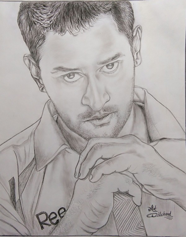 Amazing Pencil Sketch Of MS Dhoni - DesiPainters.com