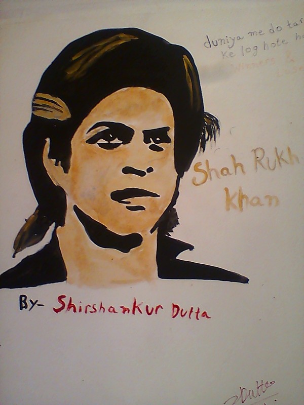 Great Watercolor Painting Of Shahrukh Khan's Portrait