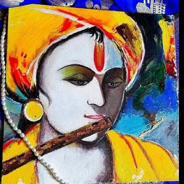 Wonderful Acryl Painting Of Lord Krishna - DesiPainters.com