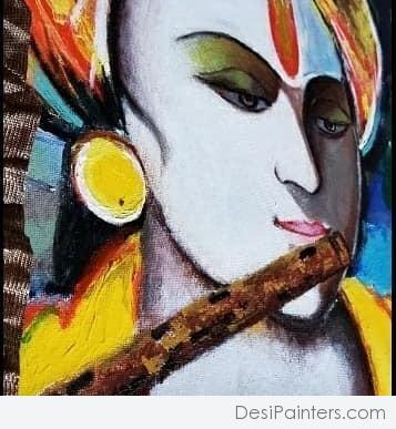 Beautiful Acryl Painting Of Lord Krishna - DesiPainters.com
