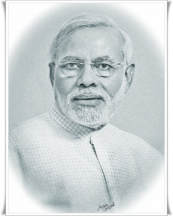 Digital Painting Of Narendra Modi - DesiPainters.com