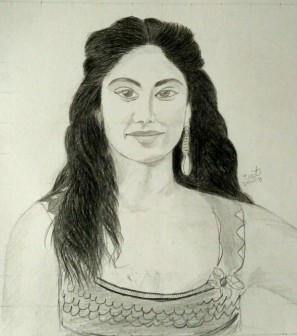 Amazing Pencil Sketch Of Jhanvi Kapoor - DesiPainters.com