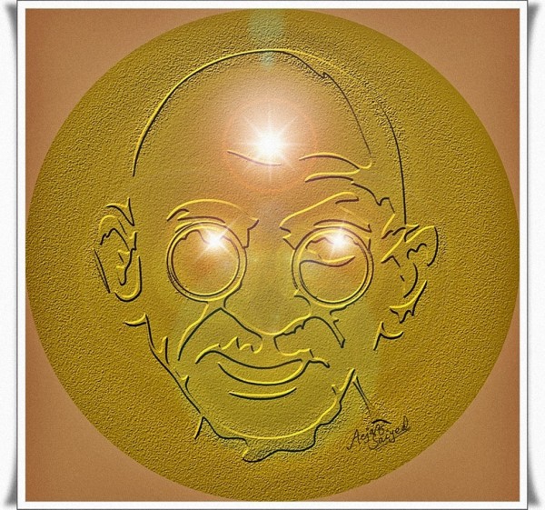 Wonderful Digital Painting Of Mahatma Gandhi
