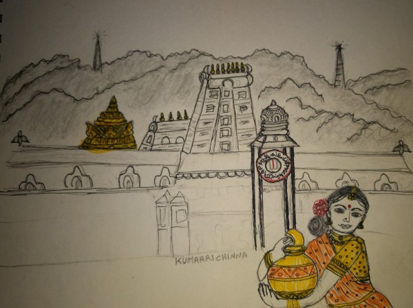 Superb Pencil Sketch Of Lord Sri Venkateswara Swami Varu - DesiPainters.com