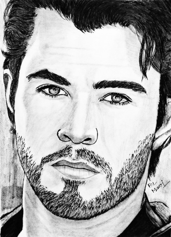 Wonderful Pencil Sketch Of Chris Hemsworth - DesiPainters.com