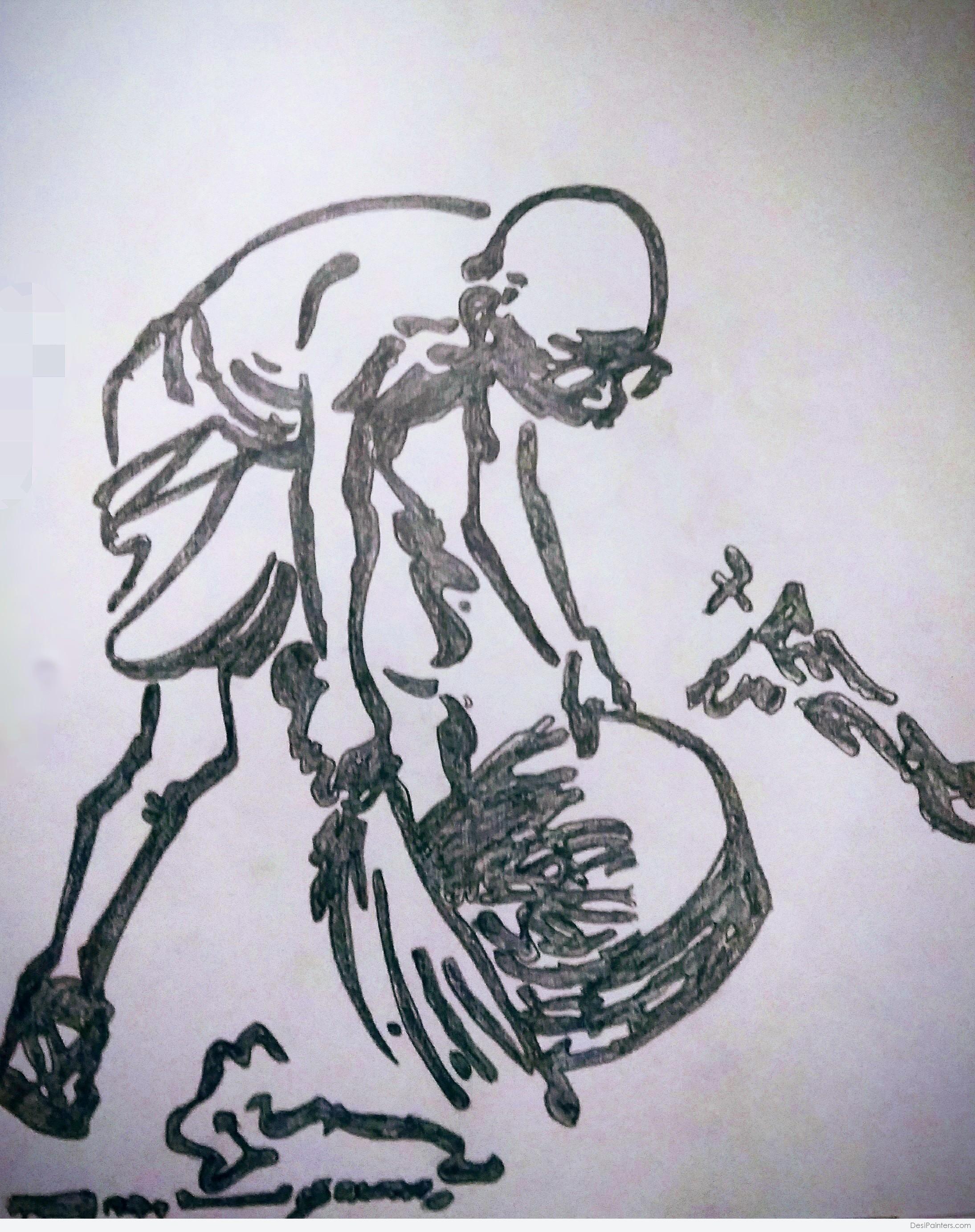 ART / DRAWING / ILLUSTRATION / PAINTING / SKETCHING - Anikartick: Mahatma  Gandhi - Portrait Art and his history - Essay writing from  http://lifehistoric.blogspot.com - - Artist Anikartick,India