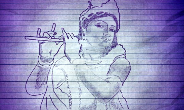 Perfect Pencil Sketch Of Lord Krishna - DesiPainters.com