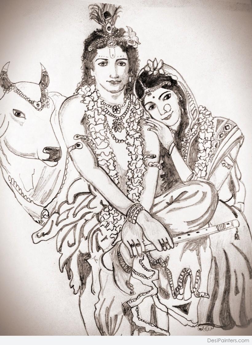 Radha Krishna Drawings Pencil