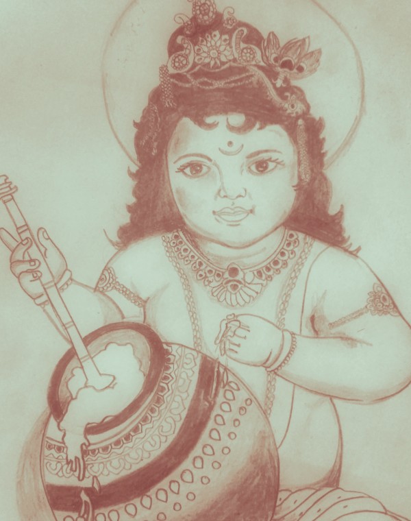 Awesome Sketch Of Lord Krishna - DesiPainters.com