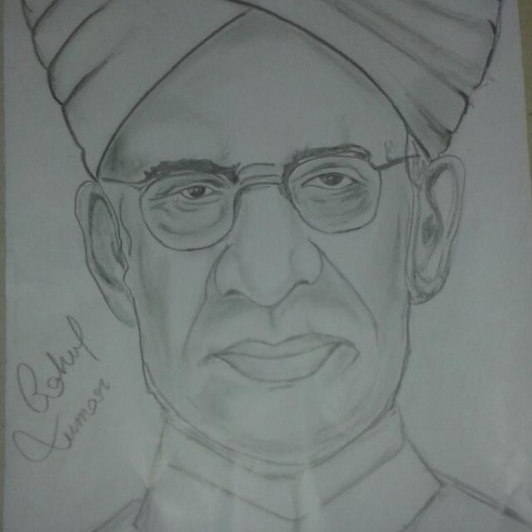 Pencil Sketch Of Sarvapalli Radhakrishnan By Rahul Jaiker