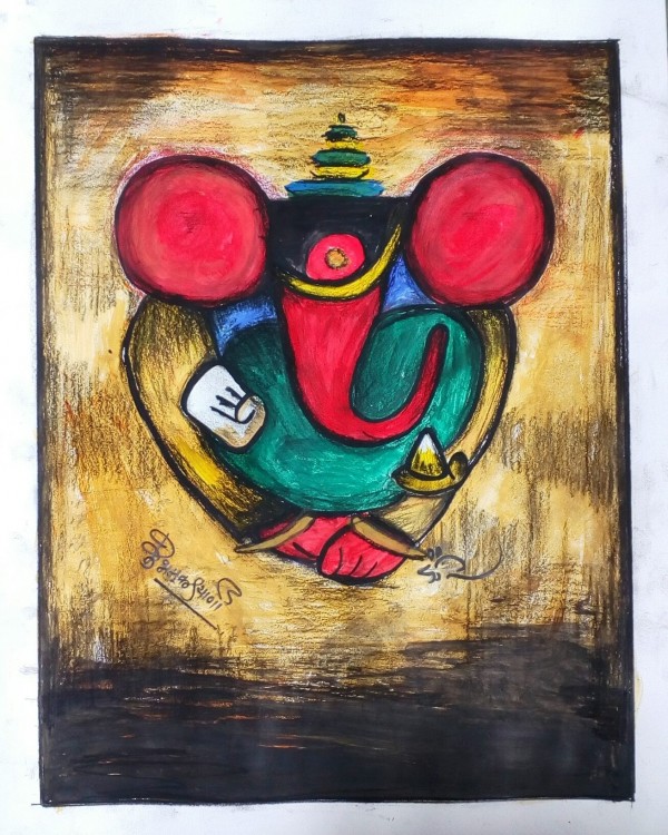 Wonderful Oil Painting Of Lord Ganesha