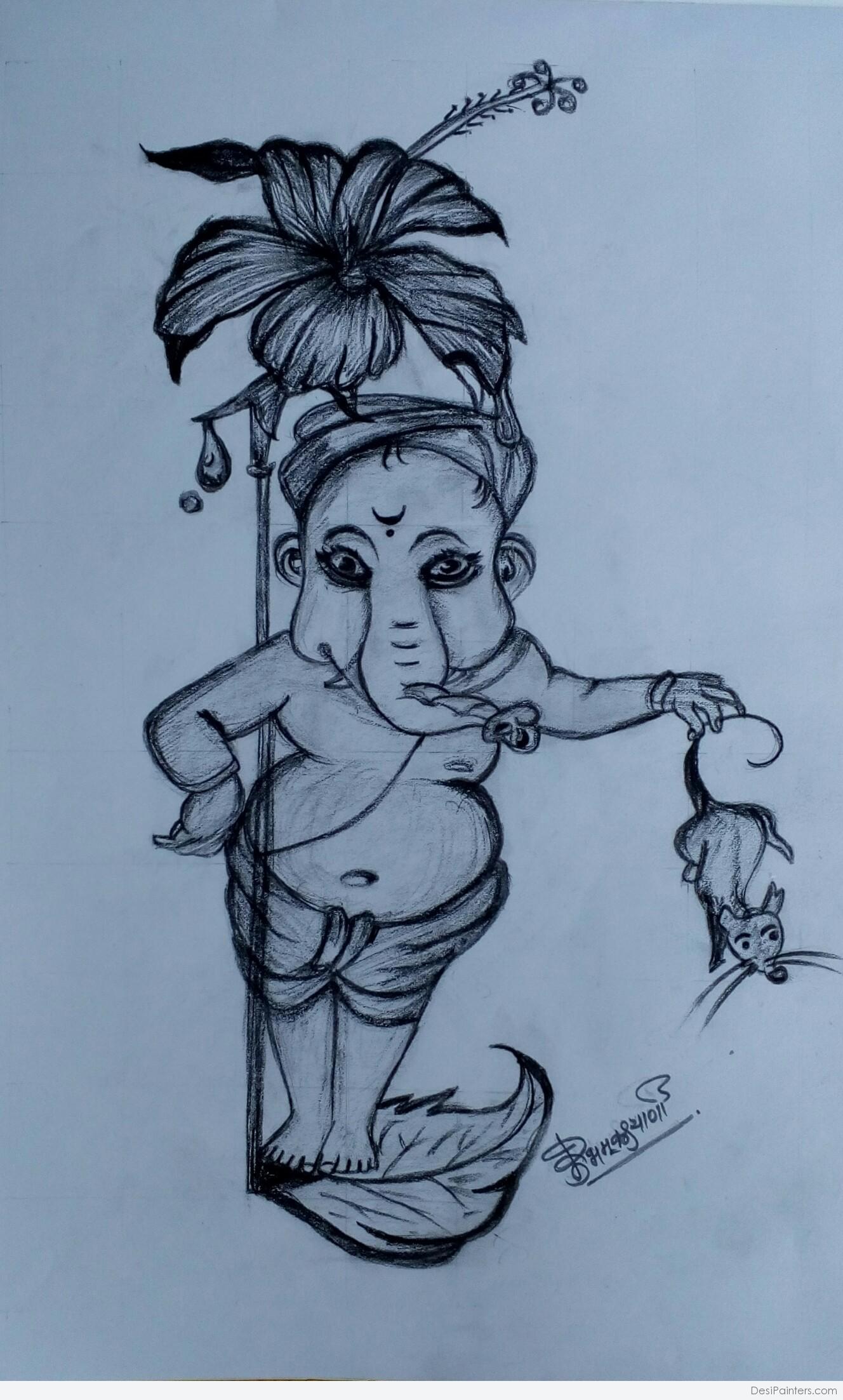 Great Pencil Sketch Of Ganpati Bappa | DesiPainters.com-saigonsouth.com.vn