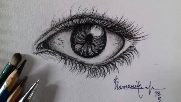 Beautiful Pencil Sketch Of Eye - DesiPainters.com