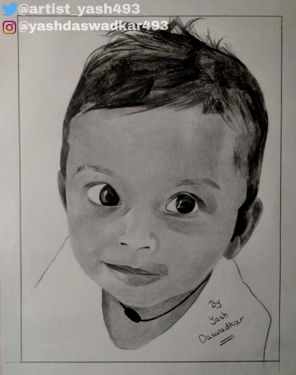 Pencil Sketch Of Cute Baby By Yash Daswadkar - DesiPainters.com