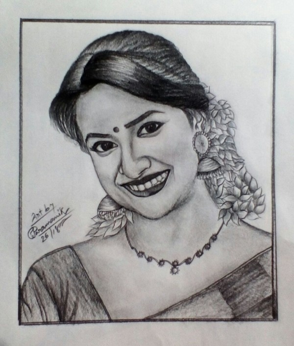 Pencil Color Art Of Women By Jiten Paramanik