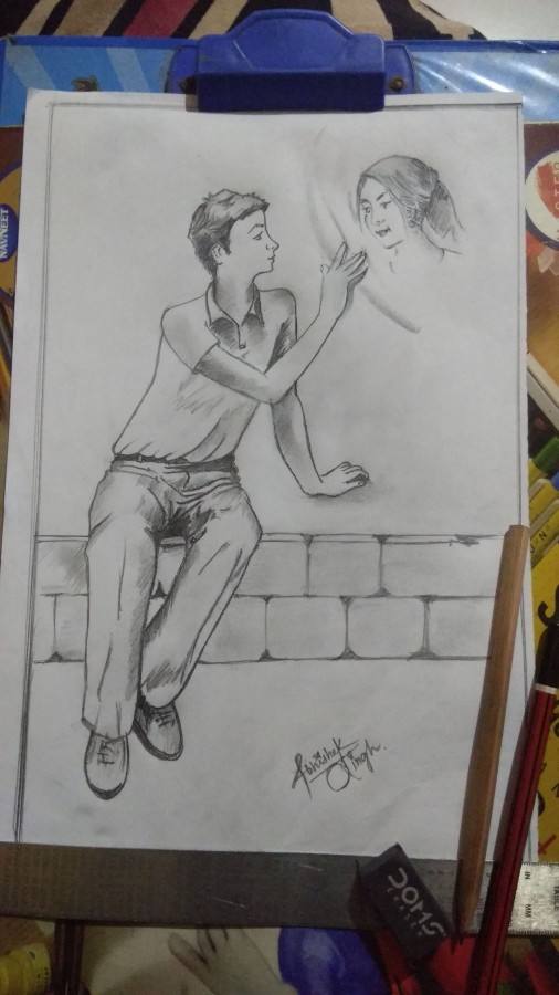Awesome Pencil Sketch Of Boy Imagination - DesiPainters.com