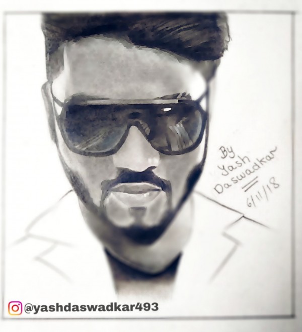 Wonderful Pencil Sketch Of Raftaar - DesiPainters.com