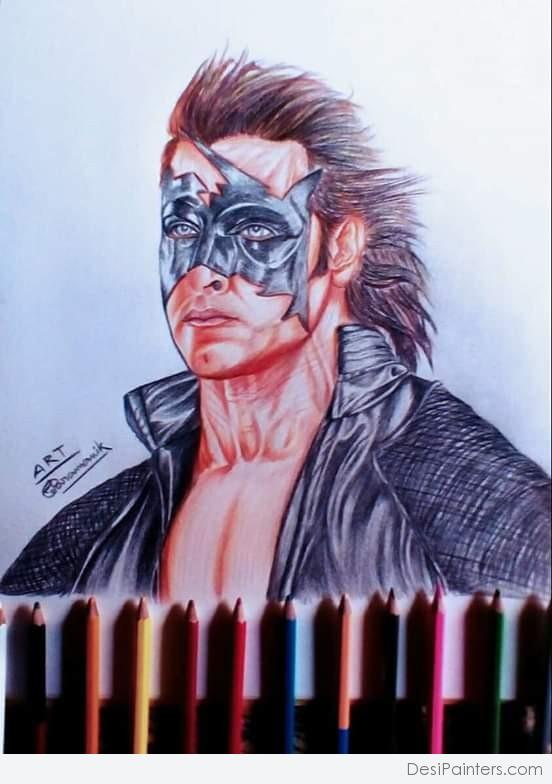 Fantastic Pencil Color Art Of Krrish By Jiten Paramanik