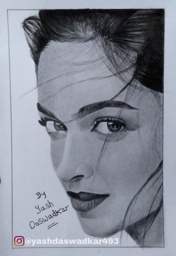 Beautiful Pencil Sketch Of Deepika Padukone