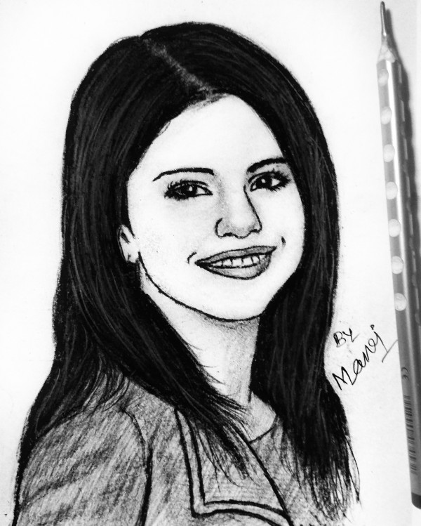 Beautiful Pencil Sketch Of Selena Gomez - DesiPainters.com