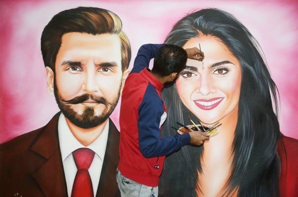 Beautiful Oil Painting Of Deepika Padukone And Ranveer Singh - DesiPainters.com