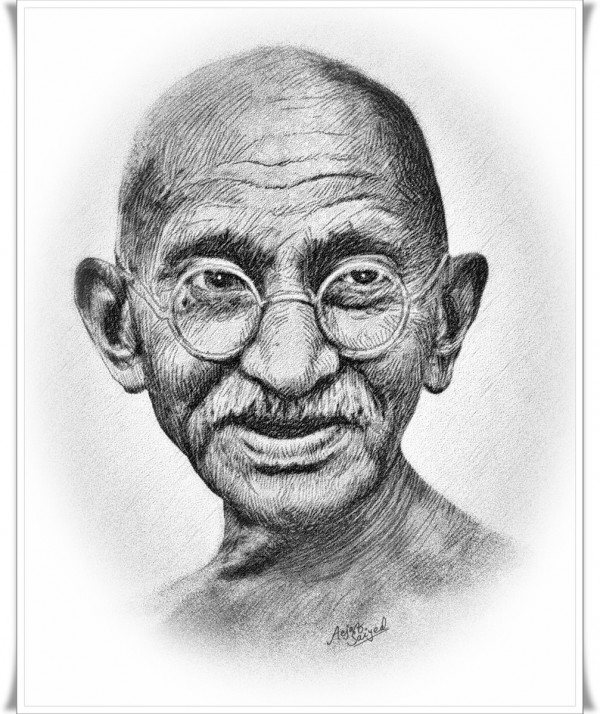 Classic Ink Painting Of Mahatma Gandhi - DesiPainters.com