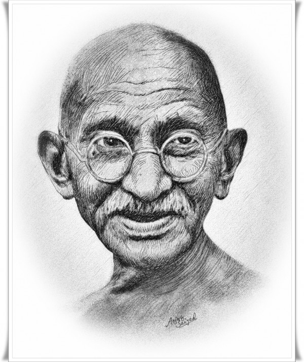 Classic Ink Painting Of Mahatma Gandhi - DesiPainters.com