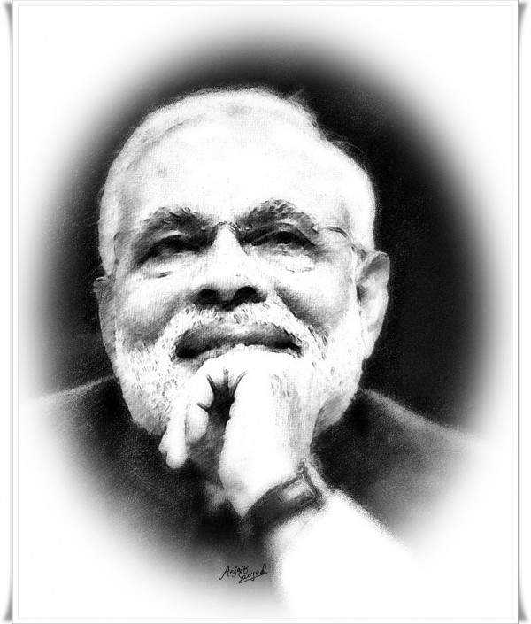 Great Mixed Painting Of Narendra Modi