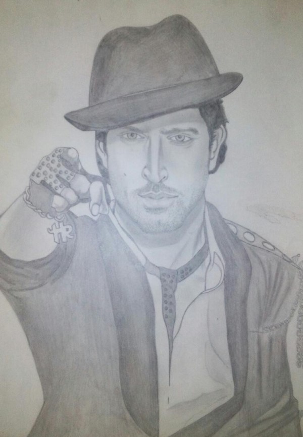 Amazing Pencil Sketch Of Hrithik Roshan - DesiPainters.com