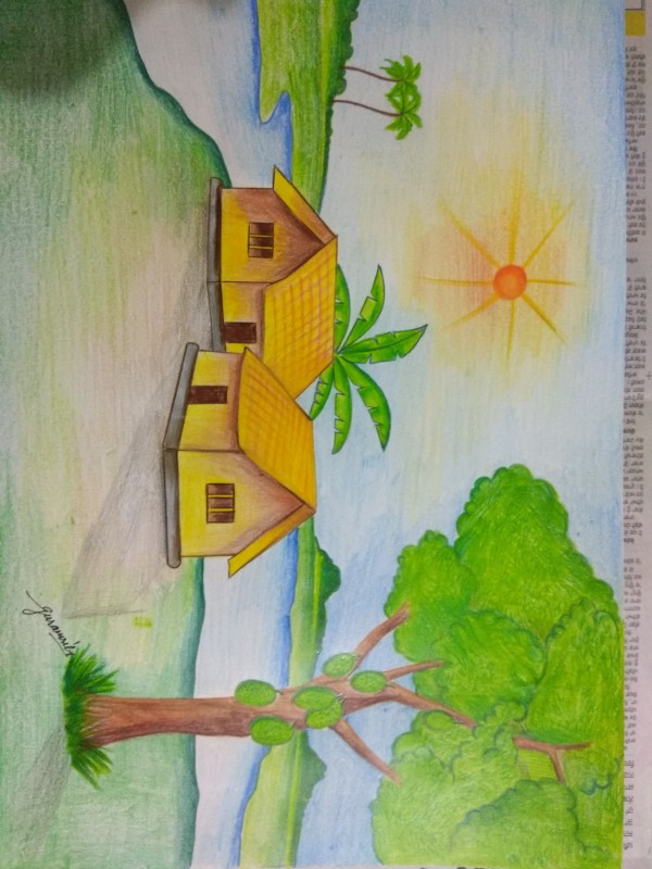 Beautiful Pencil Color Of Landscape - DesiPainters.com