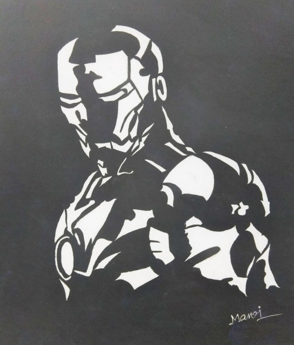 Perfect Papercut Art Painting Of Iron Man - DesiPainters.com