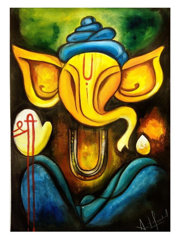 Superb Acrylic Painting Of Lord Ganesh Ji