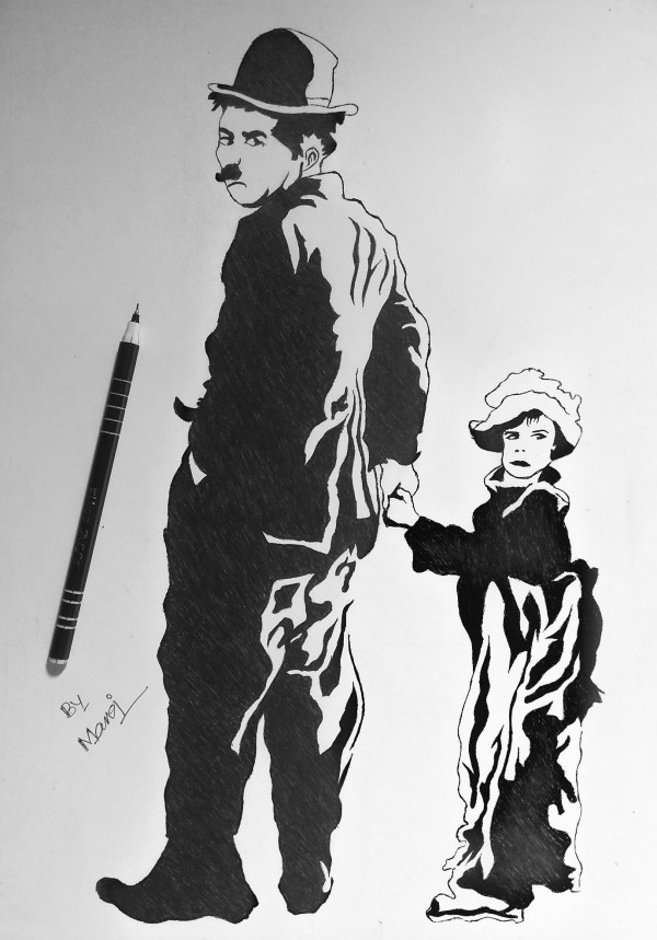 Great Pencil Sketch Of Charlie Chaplin - DesiPainters.com