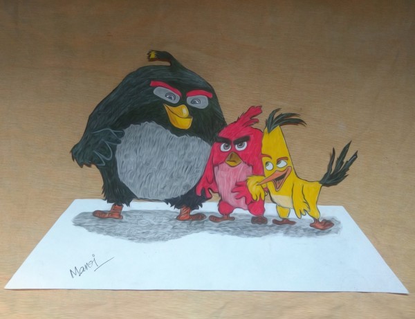Wonderful Watercolor Painting Of Angry Bird