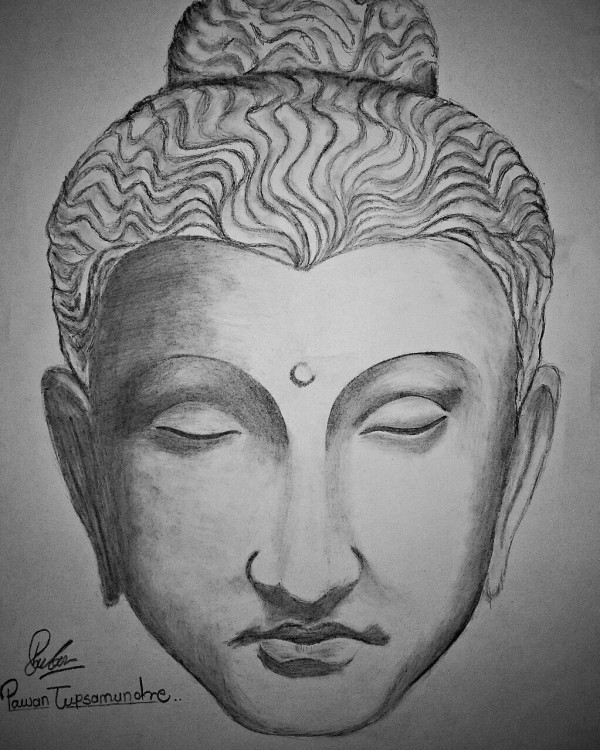 Beautiful Pencil Sketch Of Lord Buddha - DesiPainters.com