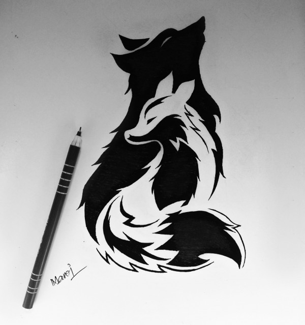 Amazing Ink Painting Of Wolf