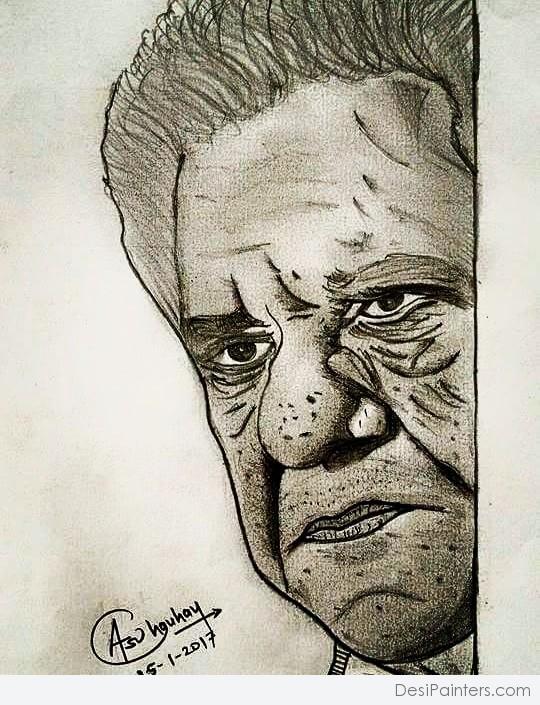 Fantastic Pencil Sketch Of Veteran Actor Om Puri Ji - DesiPainters.com