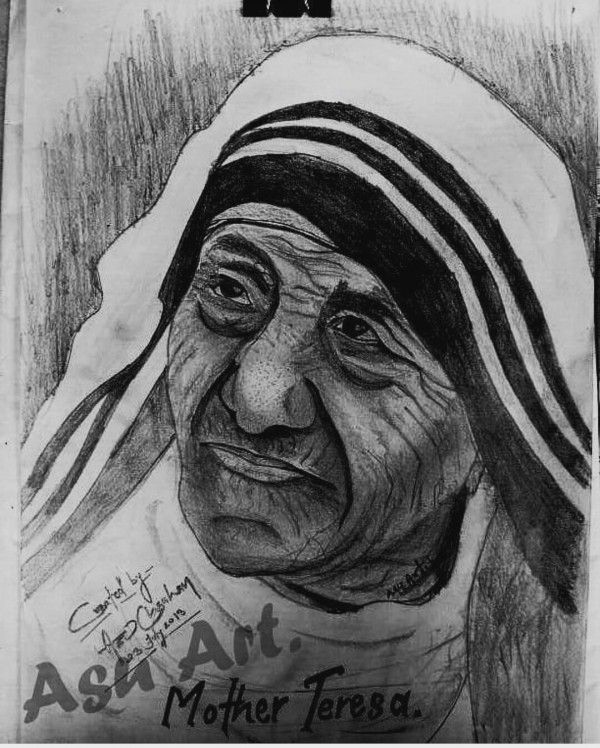 Wonderful Pencil Sketch Of Mother Teresa