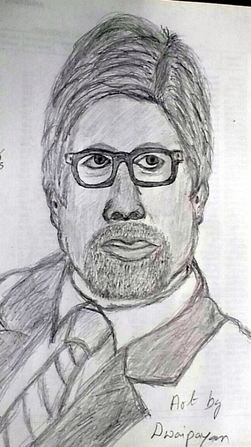 Pencil Sketch Of Amitabh Bachchan - DesiPainters.com