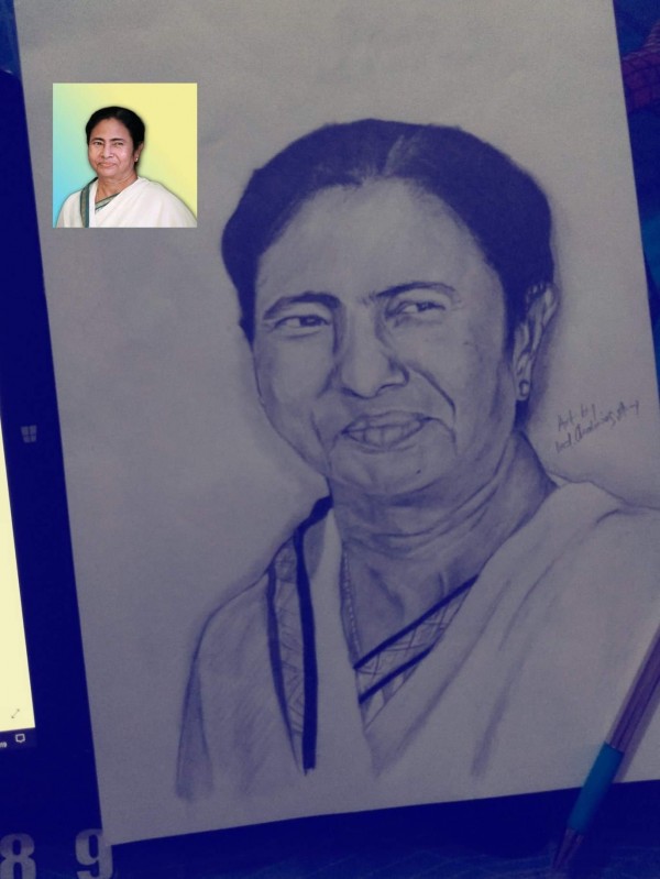 Wonderful Pencil Sketch Of C.M Mamta Banerjee - DesiPainters.com