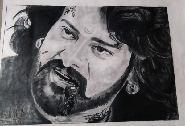 Superb Pencil Sketch Of Bahubali - DesiPainters.com