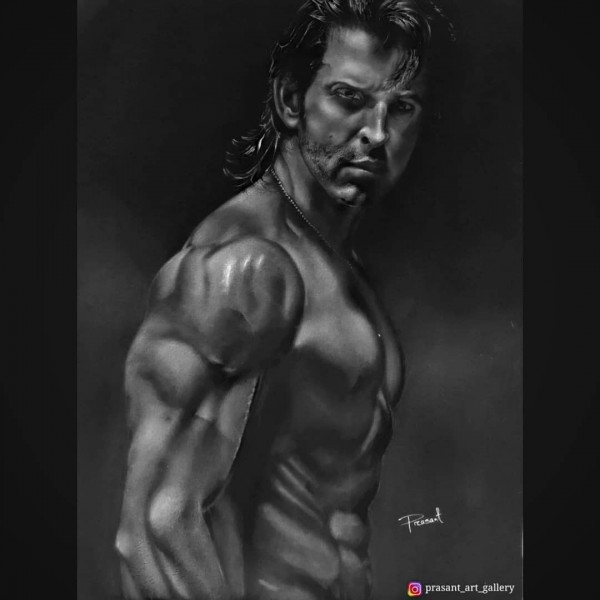 Fantastic Pencil Sketch Of Hrithik Roshan - DesiPainters.com