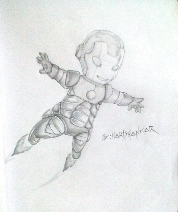 Pencil Sketch Of Baby Iron Man - DesiPainters.com