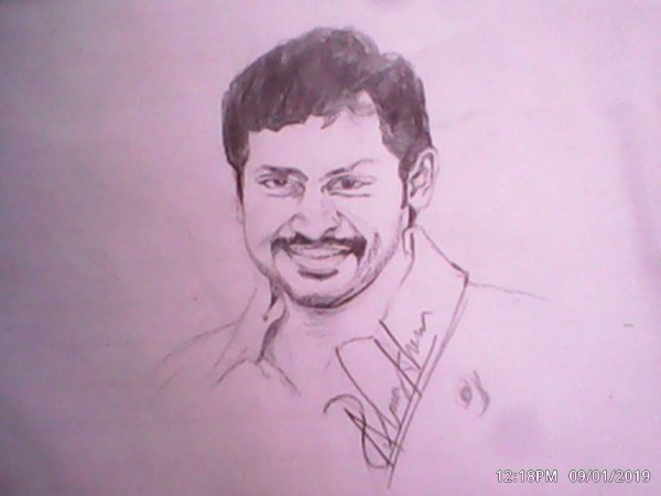 Pencil Sketch Of Karthi Art By Almas Khan