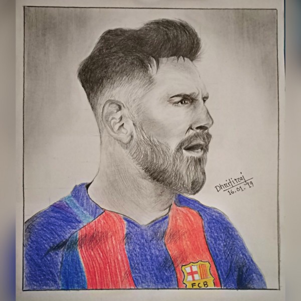 Brilliant Pencil Color Sketch Of Lionel Messi - DesiPainters.com