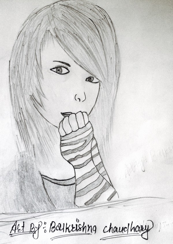Pencil Sketch Art Of Girl By Balkrishna Chaudhary - DesiPainters.com