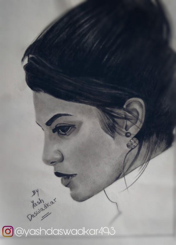 Beautiful Pencil Sketch Of Jacqueline Fernandez - DesiPainters.com