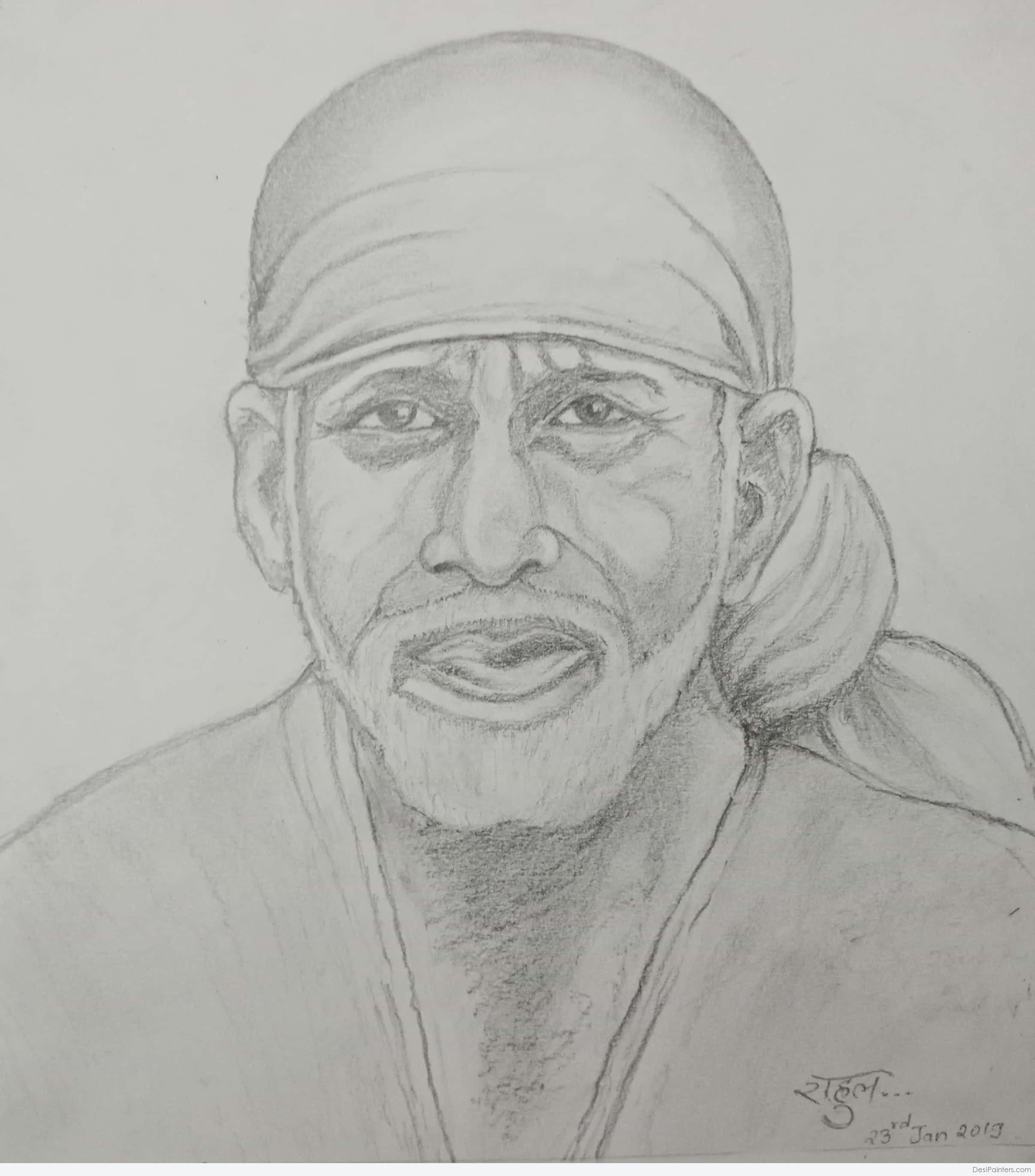 Shirdi Sai Baba - pencil drawing | Pencil sketch images, Pencil drawings,  Drawings